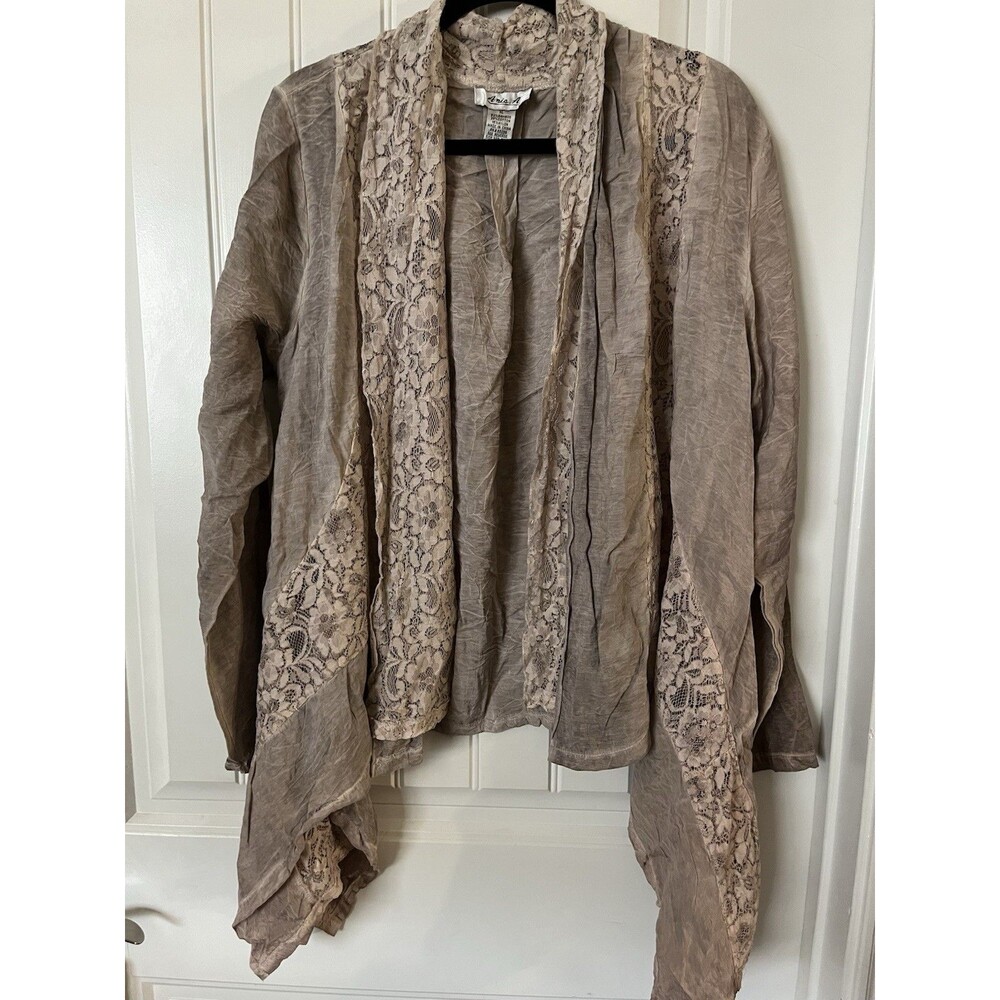 Bamboo Open Cardigan XL Boho Victorian Waterfall Lace Dark Academia Brown Rare